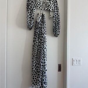 PatBO Black and White Polka Dot Dress